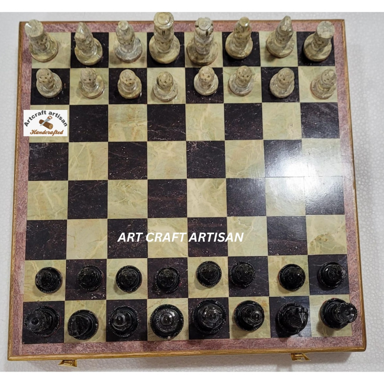 6 Inch Stone Chess Board Set – Handcrafted Marble Chess Set for Home & Gift