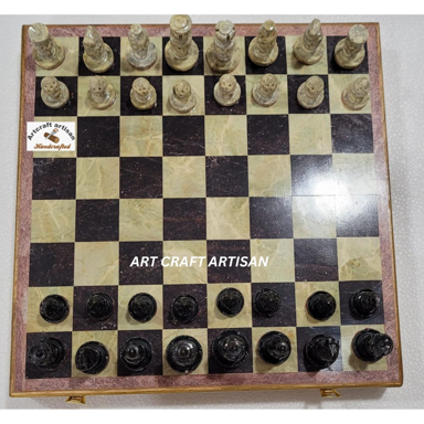 10 Inch Stone Chess Board Set – Handcrafted Marble Chess Board with Premium Pieces