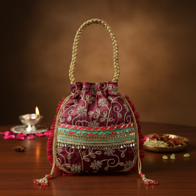Bahudha Handicraft organza potli bag