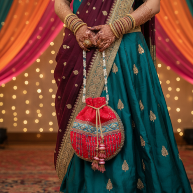 Bahudha handicraft pink sequins work potli bag