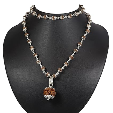 ShivaRatna 10 Mukhi Nepali Rudraksha Guru Mani + Five Mukhi Rudraksha (54 Beads) Made in Pure Silver