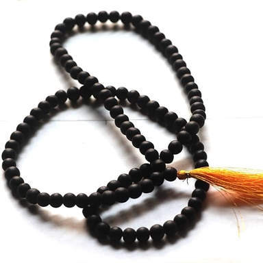 ShivaRatna 100% Natural Unpolished Karungali Malai Original | Karungali Malai 8mm - Natural Black Ebony - with 2 Lab Certified கருங்காலி மாலை