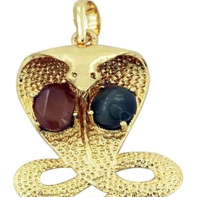 ShivaRatna Rahu Ketu Pendent (Original Gomed & Cat's Eye Stone - Brass Pendent)