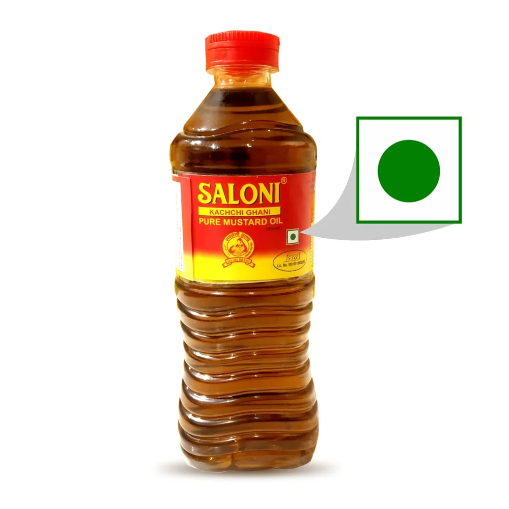 Saloni Kachi Ghani Mustard Oil 500 ml (Bottle) | 100% Pure Cold Pressed Mustard Oil for Healthy Cooking