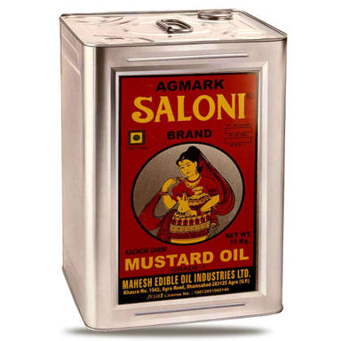Saloni Kachi Ghani Mustard Oil 15 Litre Tin – 100% Pure Cold Pressed Mustard Oil