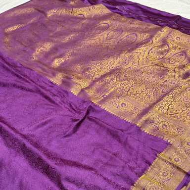 Royal Purple Semi Mashru Banarasi Silk Saree with Intricate Tanchui Work