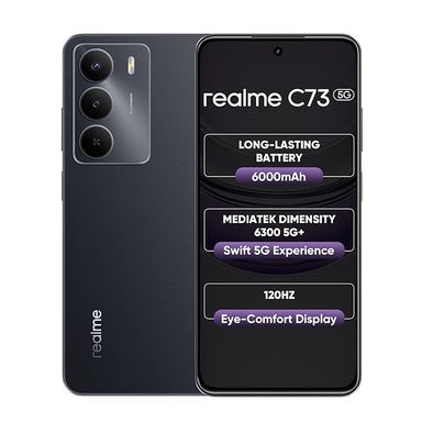 realme C73 5G Smartphone 4+64GB Onyx Black,6.67-inch Screen, 120Hz Display,6000mAh Battery, 40MP Camera, MediaTek Dimensity 6300 Processor, IP64