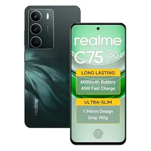 realme C75 5G Smartphone Android 15 6GB RAM 128GB ROM Display 6.67" FHD 120Hz 6000mAh Battery 45W Charge Dual SIM Support AI Camera Fingerprint WiFi GPS (Black)