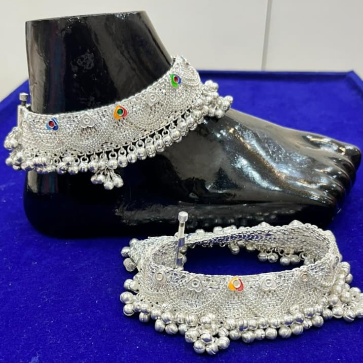 Traditional Silver Plated Heavy Payal for Women – Anklet Set with Ghungroo | Ethnic Bridal & Festive Foot Jewelry
